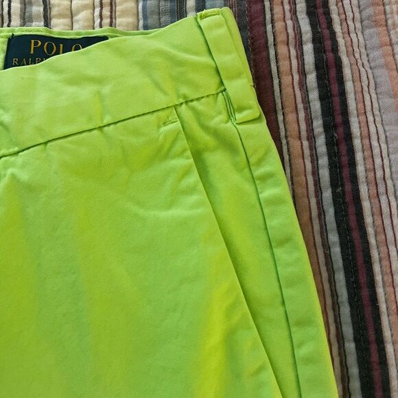 Polo Ralph Lauren Chino Shorts Pima Cotton Standard Fit Flat Front Green Size 36 - Picture 7 of 11